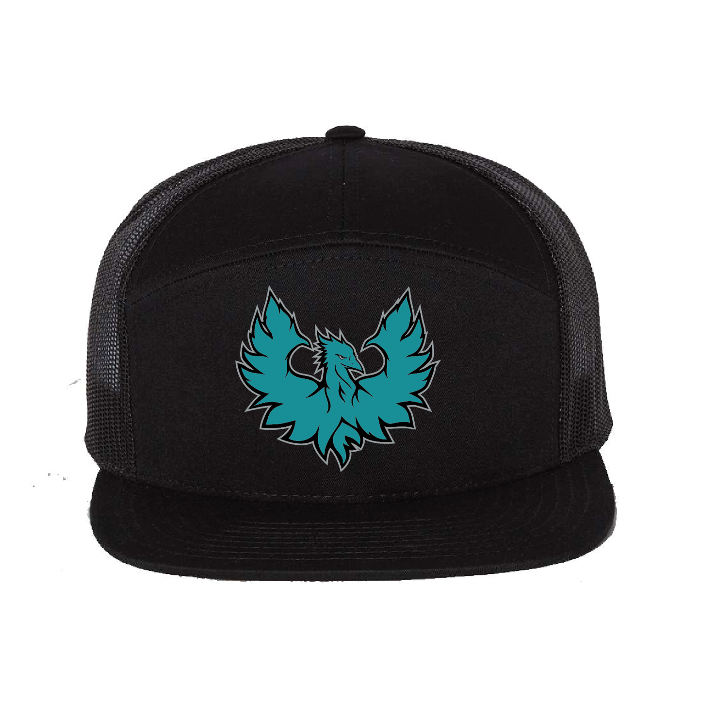 Teal Phoenix Logo - 7 Panel Trucker
