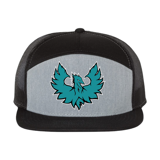 Teal Phoenix Logo - 7 Panel Trucker