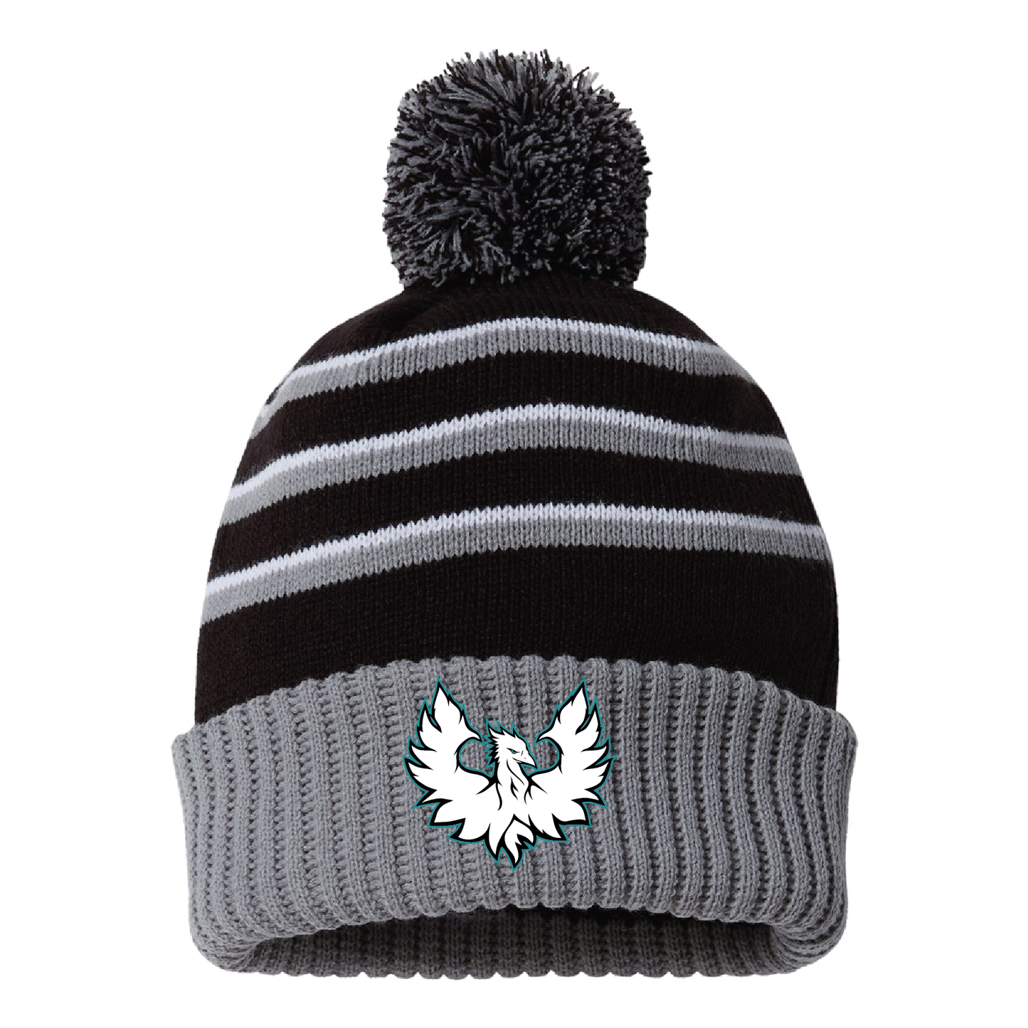 White Phoenix Logo - Pom Cuffed Beanie