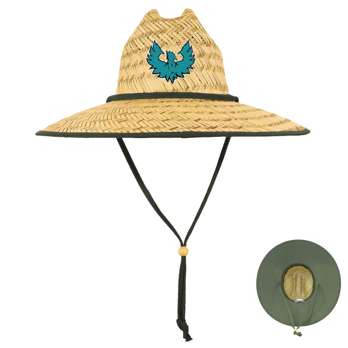 Teal Phoenix Logo - Mat Straw Lifeguard Hat