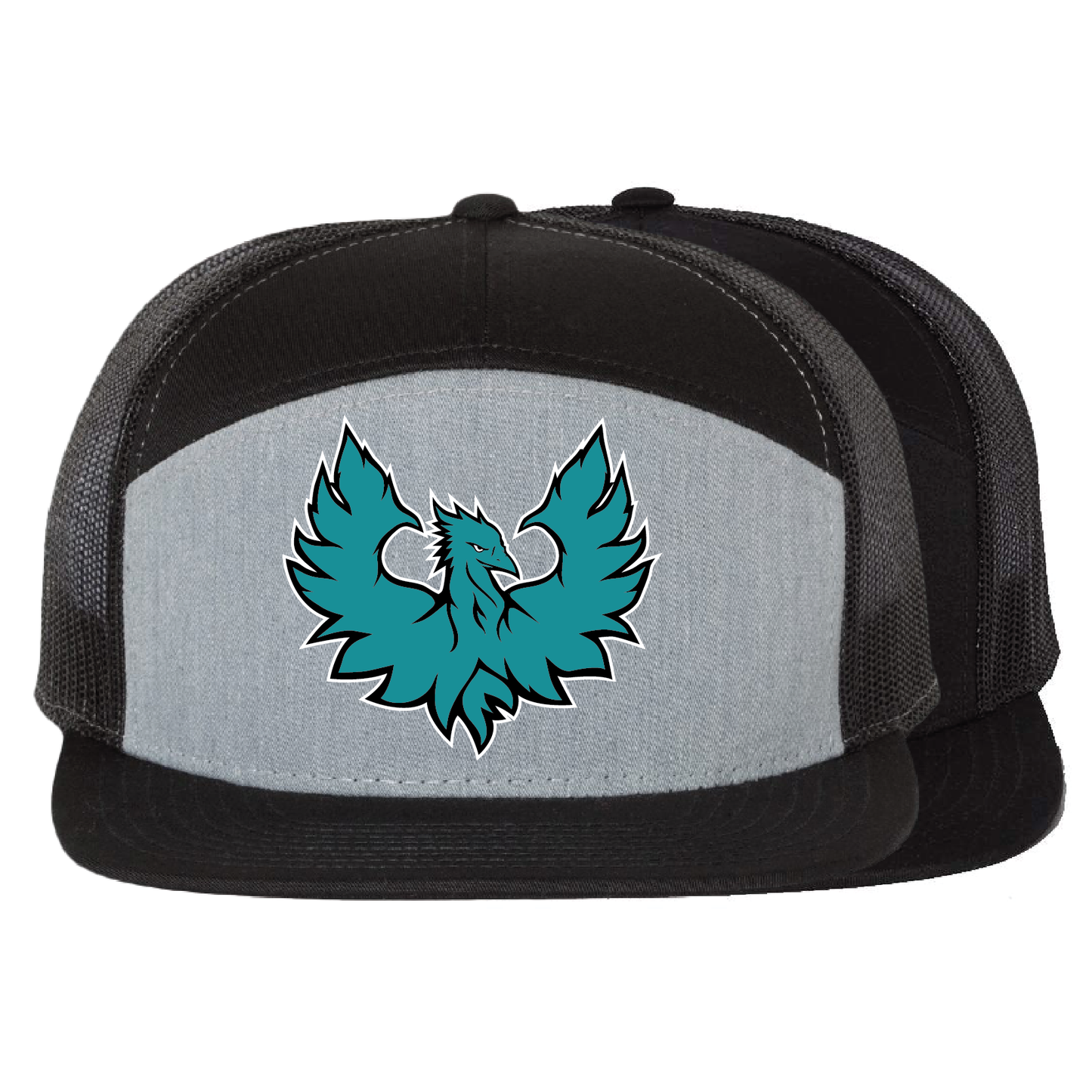 Teal Phoenix Logo - 7 Panel Trucker