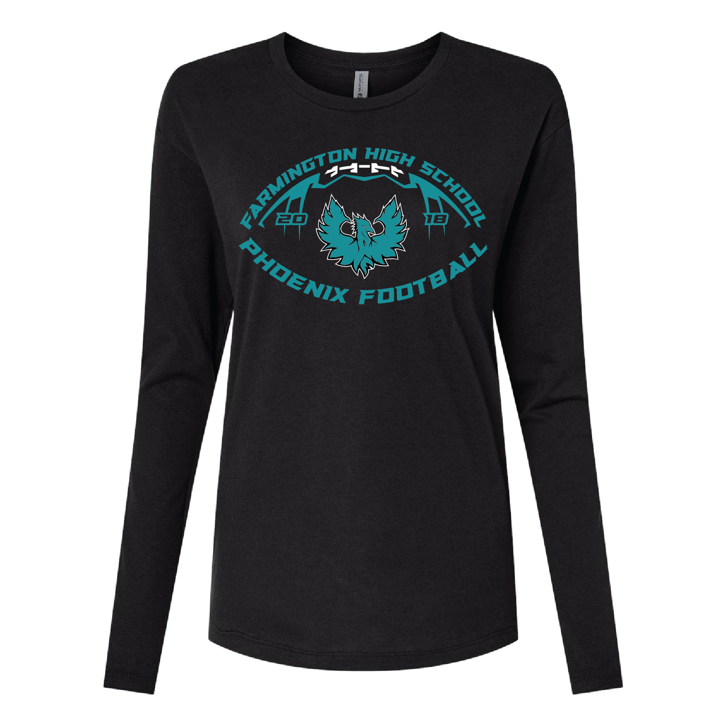 Farmington High School Phoenix Football W/Teal Phoenix - Mens | Womens | Youth Long Sleeve T-Shirt