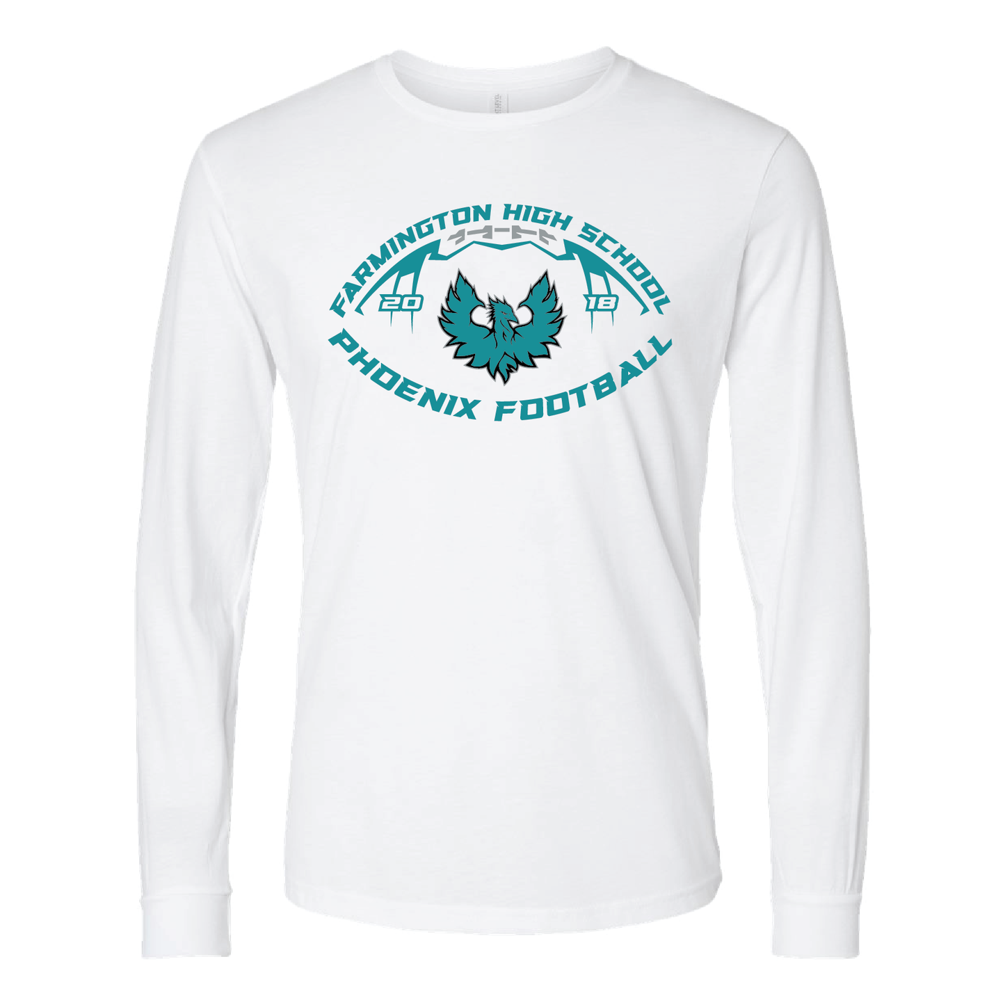 Farmington High School Phoenix Football W/Teal Phoenix - Mens | Womens | Youth Long Sleeve T-Shirt