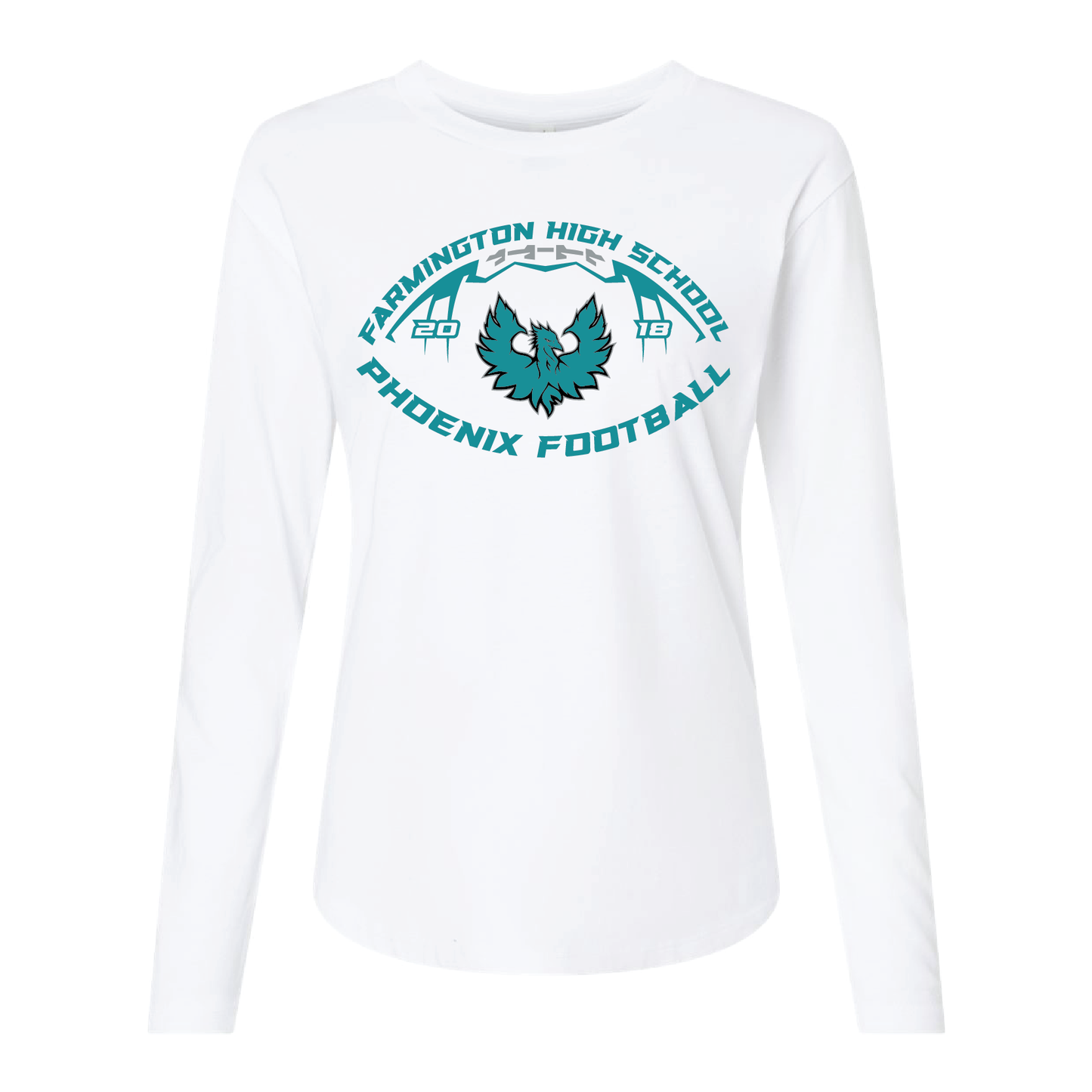 Farmington High School Phoenix Football W/Teal Phoenix - Mens | Womens | Youth Long Sleeve T-Shirt