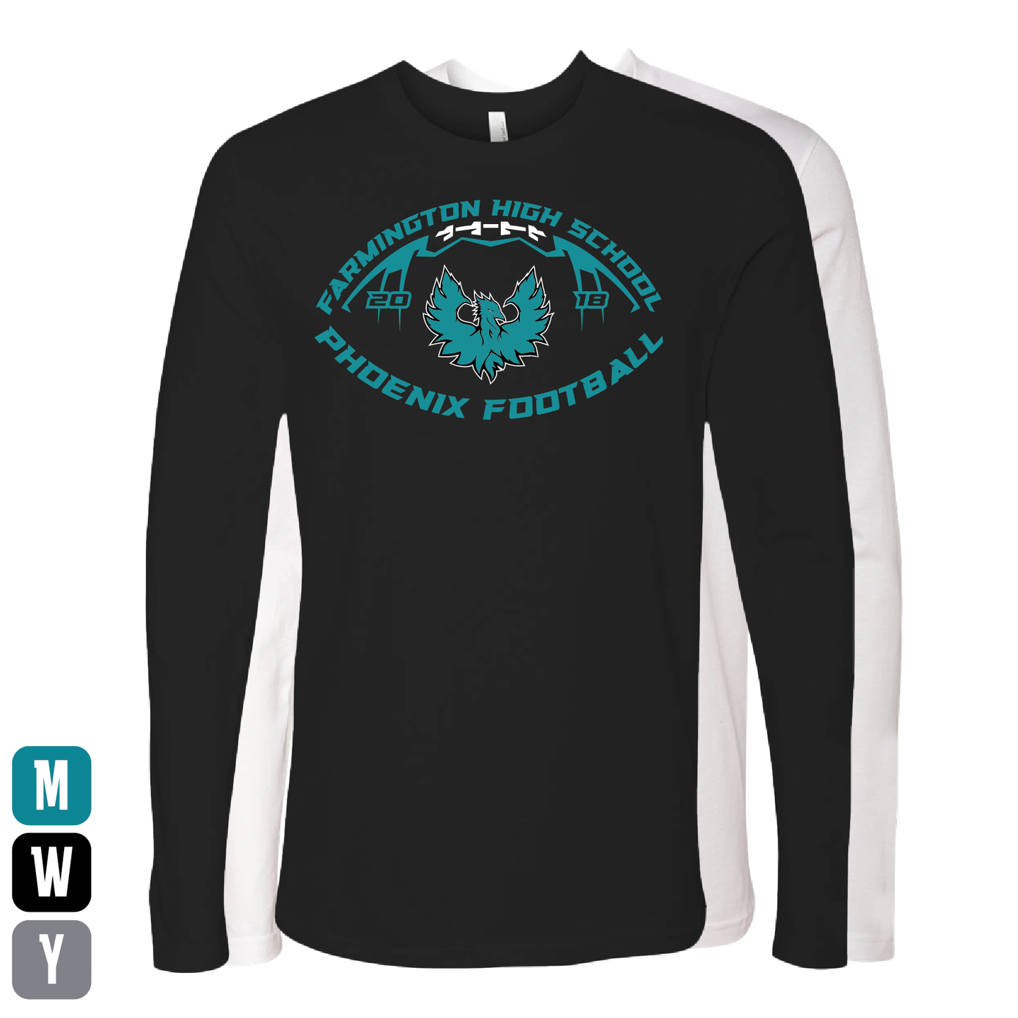 Farmington High School Phoenix Football W/Teal Phoenix - Mens | Womens | Youth Long Sleeve T-Shirt