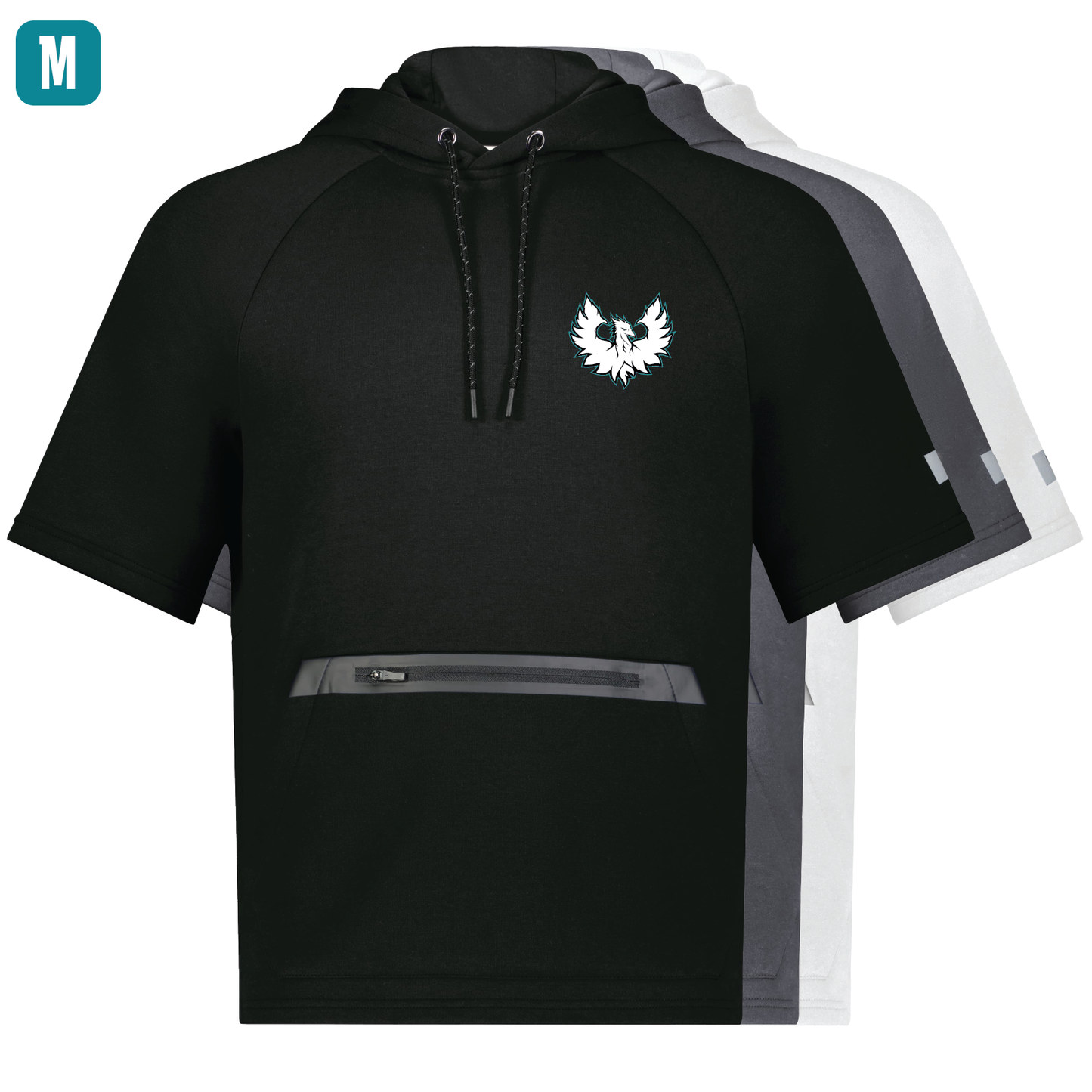 White Phoenix Logo - Adult Short Sleeve Tech Fleece Hoodie