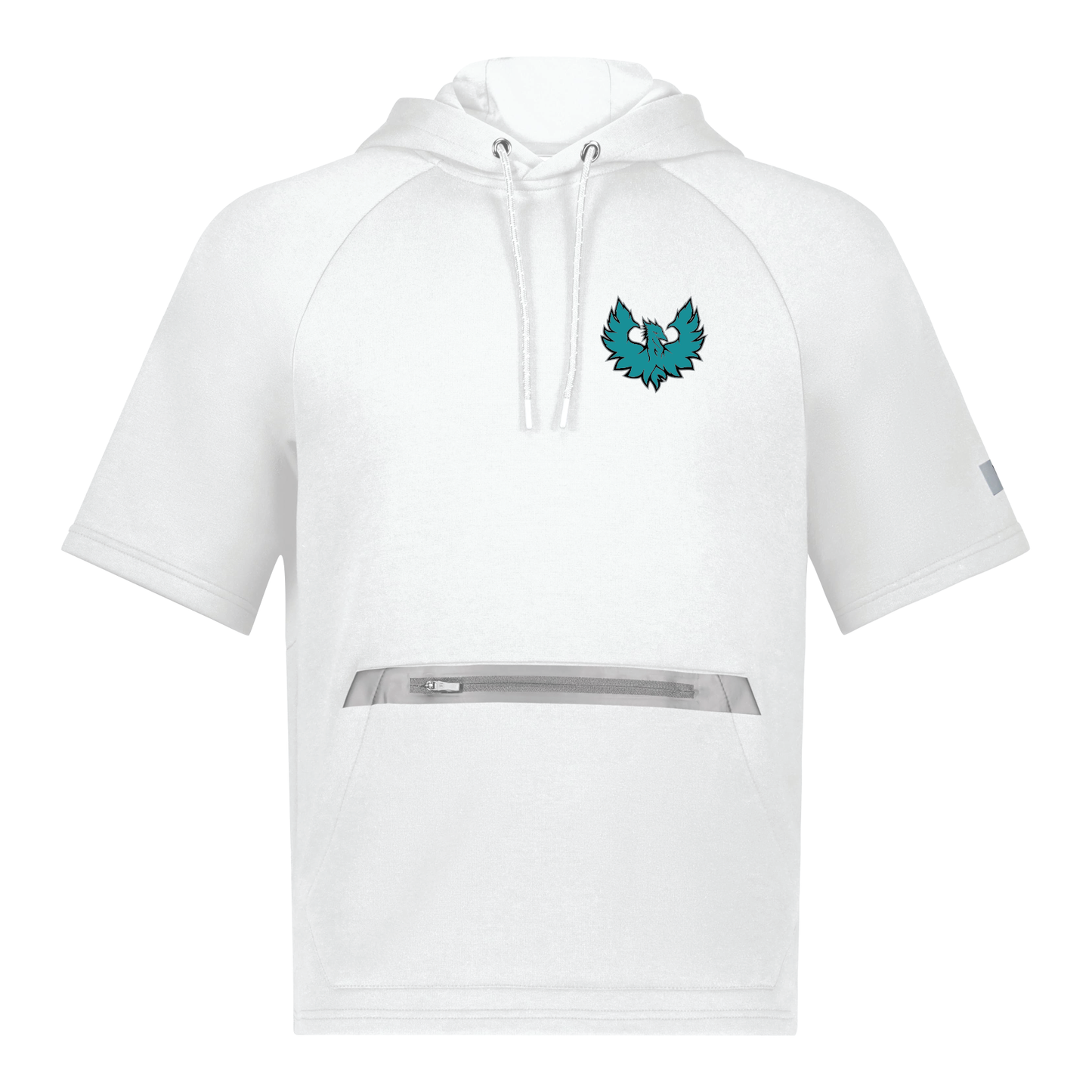 Teal Phoenix Logo - Adult Short Sleeve Tech Fleece Hoodie