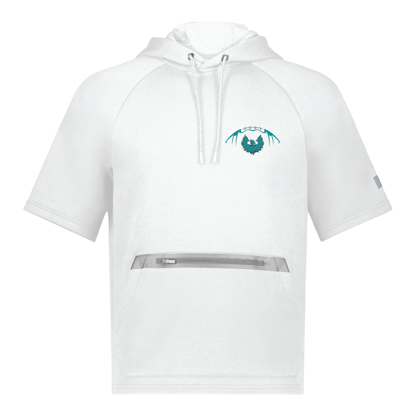 Football W/Teal Phoenix Logo - Adult Short Sleeve Tech Fleece Hoodie
