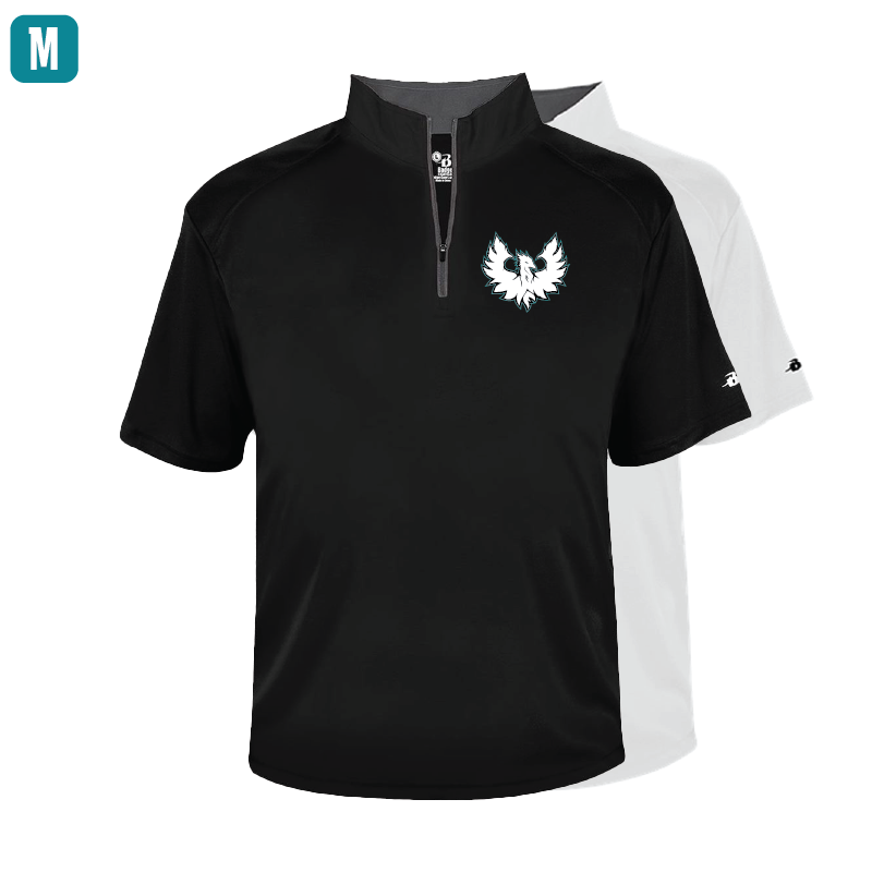 White Phoenix Logo - Mens Short Sleeve 1/4 ZIP