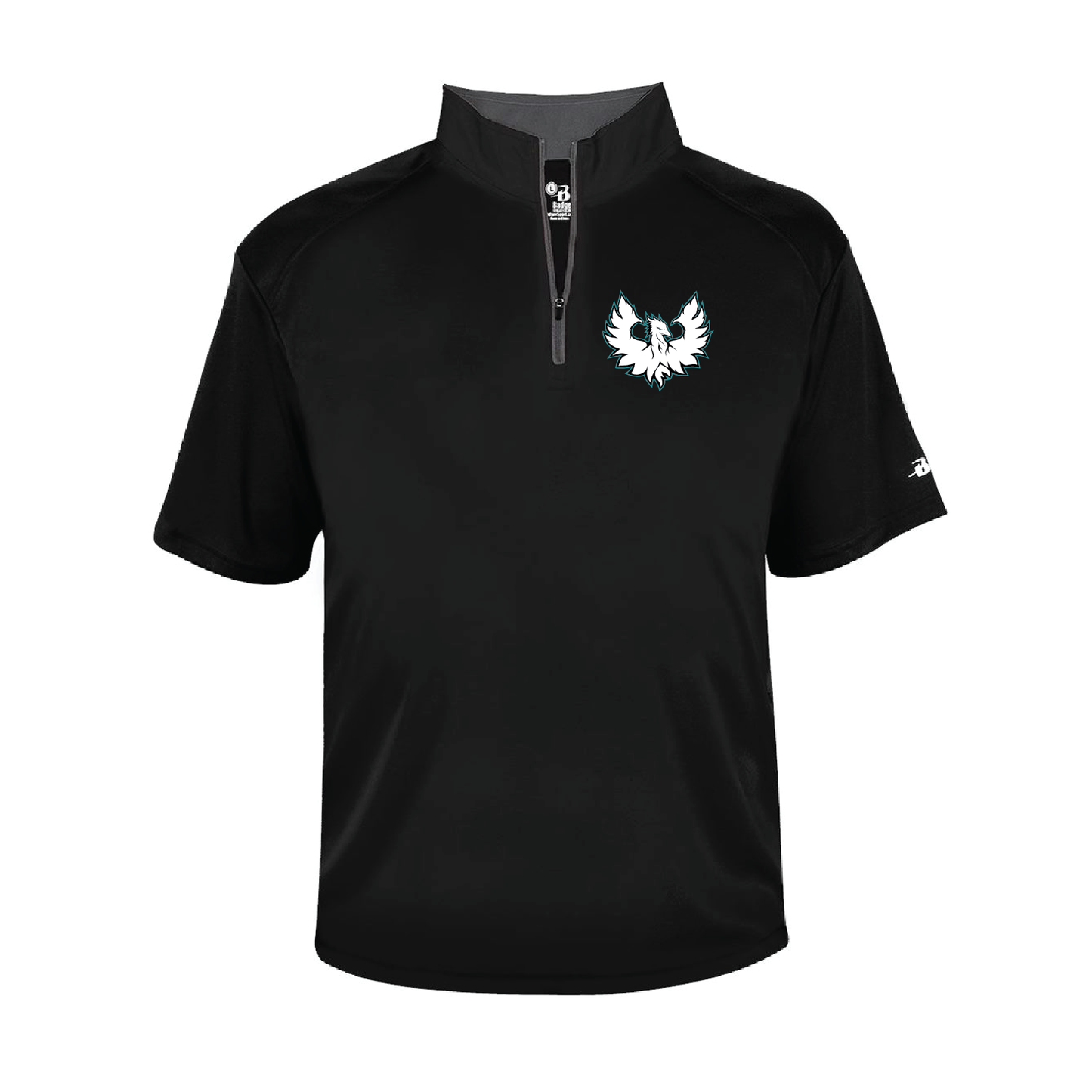 White Phoenix Logo - Mens Short Sleeve 1/4 ZIP