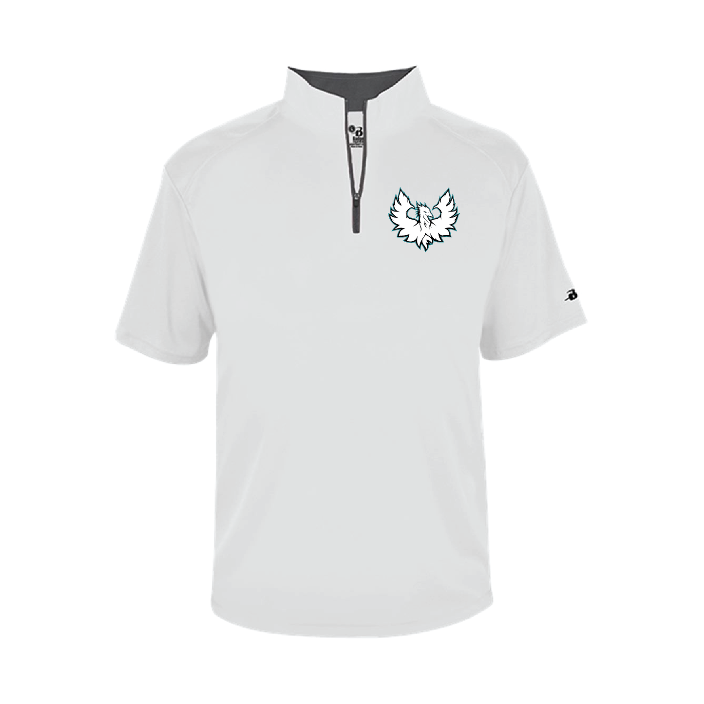 White Phoenix Logo - Mens Short Sleeve 1/4 ZIP