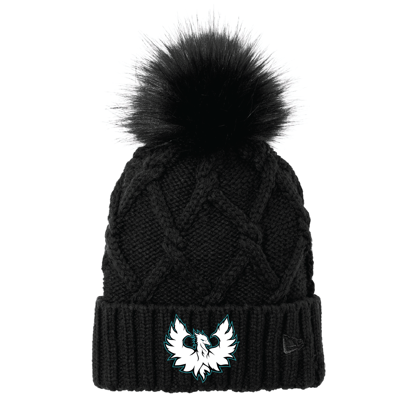 White Phoenix Logo - Faux Fur Pom Beanie