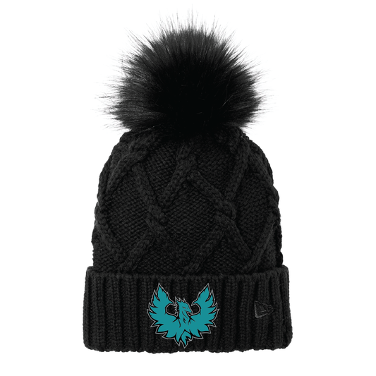 Teal Phoenix Logo - Faux Fur Pom Beanie