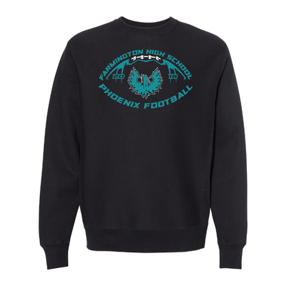 Farmington High School Phoenix Football W/Teal Phoenix  - Adult Crewneck Sweatshirt