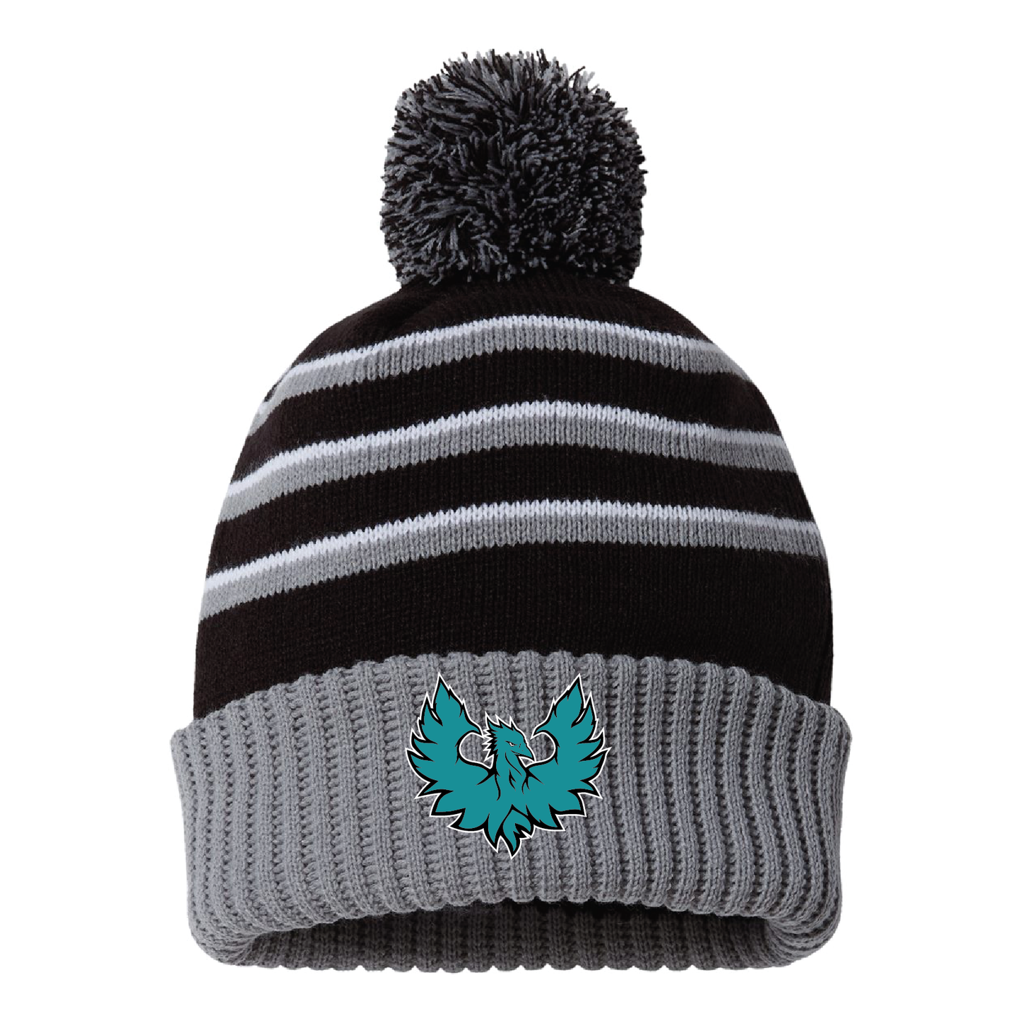 Teal Phoenix Logo - Pom Cuffed Beanie
