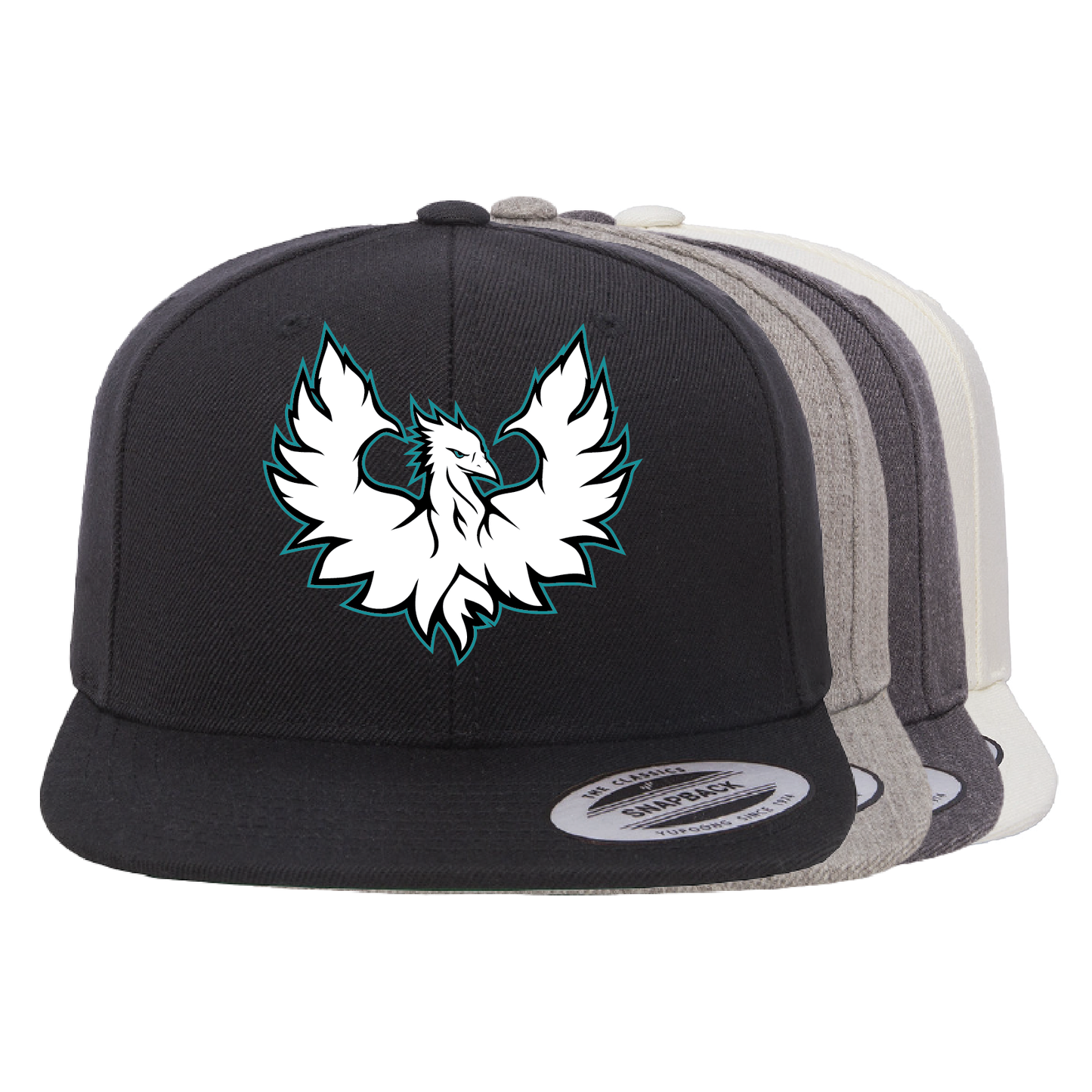 White Phoenix Logo - Flat Bill Snapback