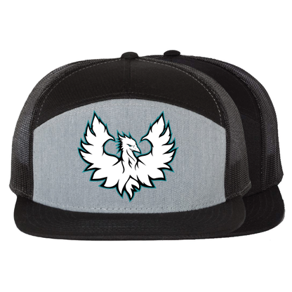 White Phoenix Logo - 7 Panel Trucker