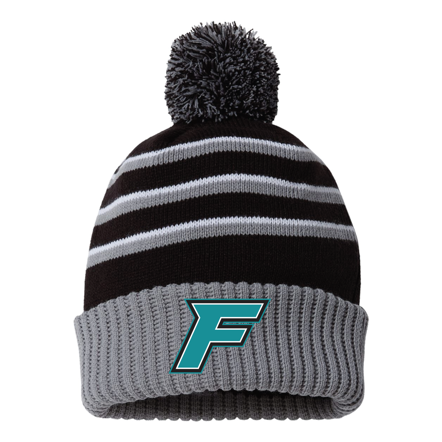 F Logo - Pom Cuffed Beanie