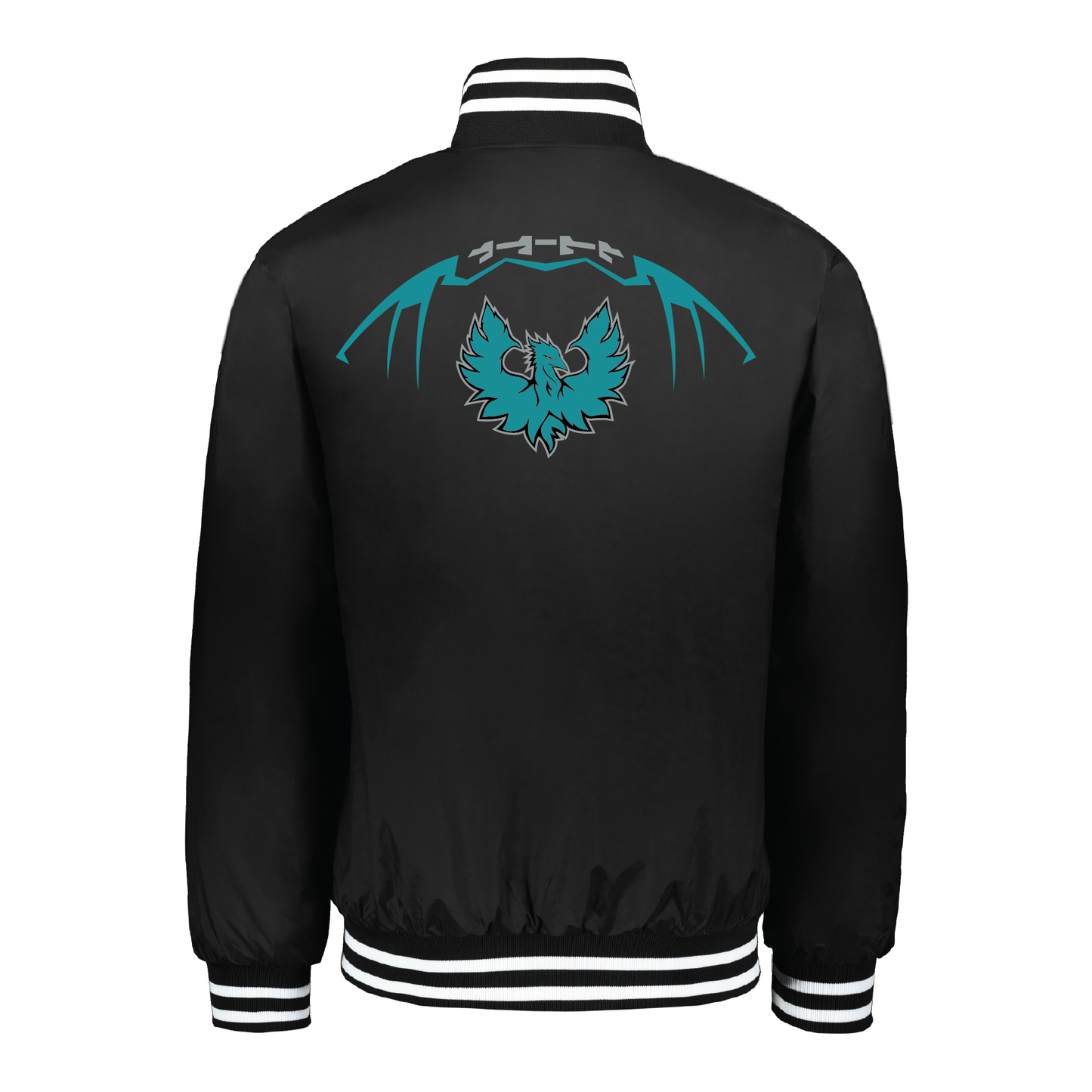 Football W/Teal Phoenix Logo - Mens Black Heritage Jacket