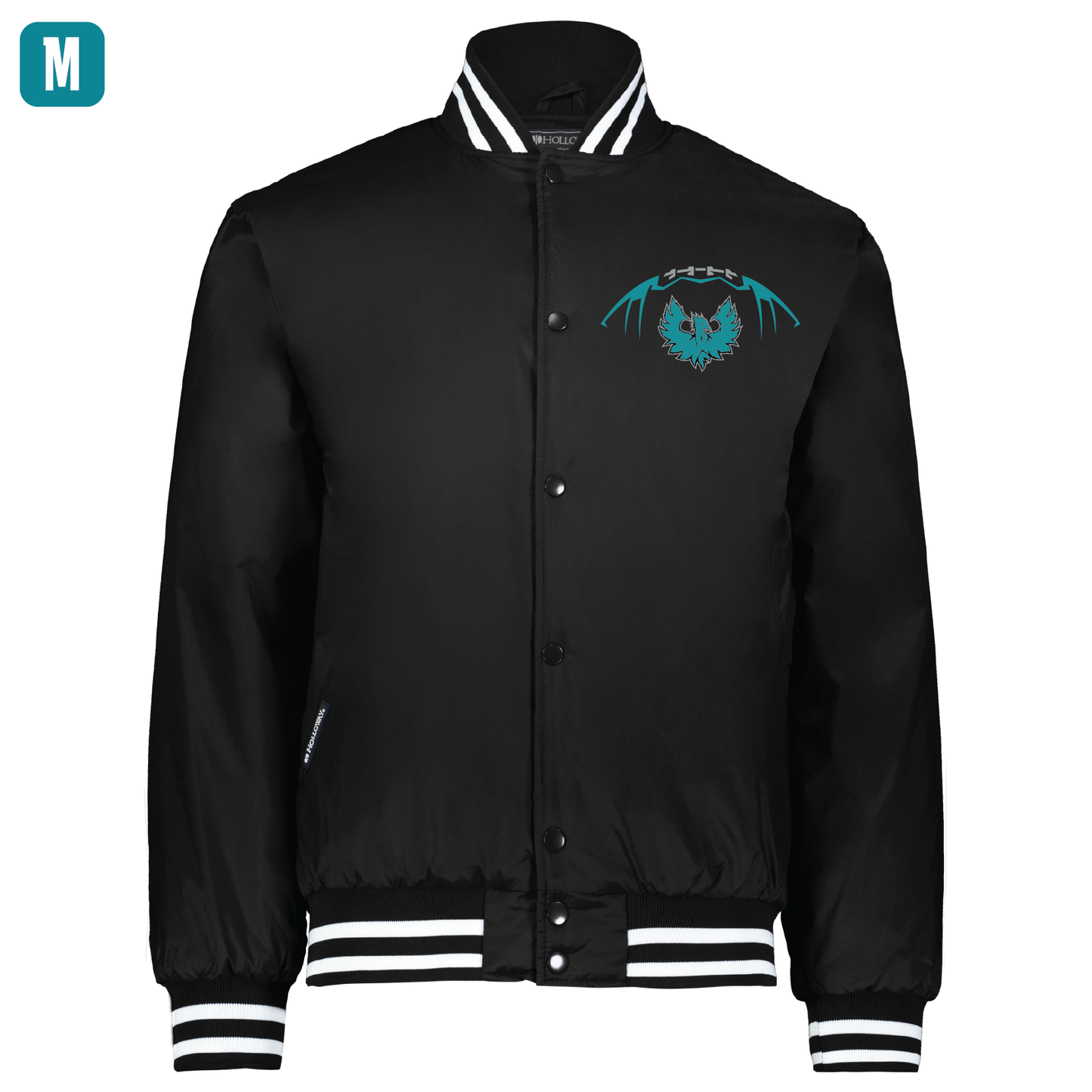 Football W/Teal Phoenix Logo - Mens Black Heritage Jacket