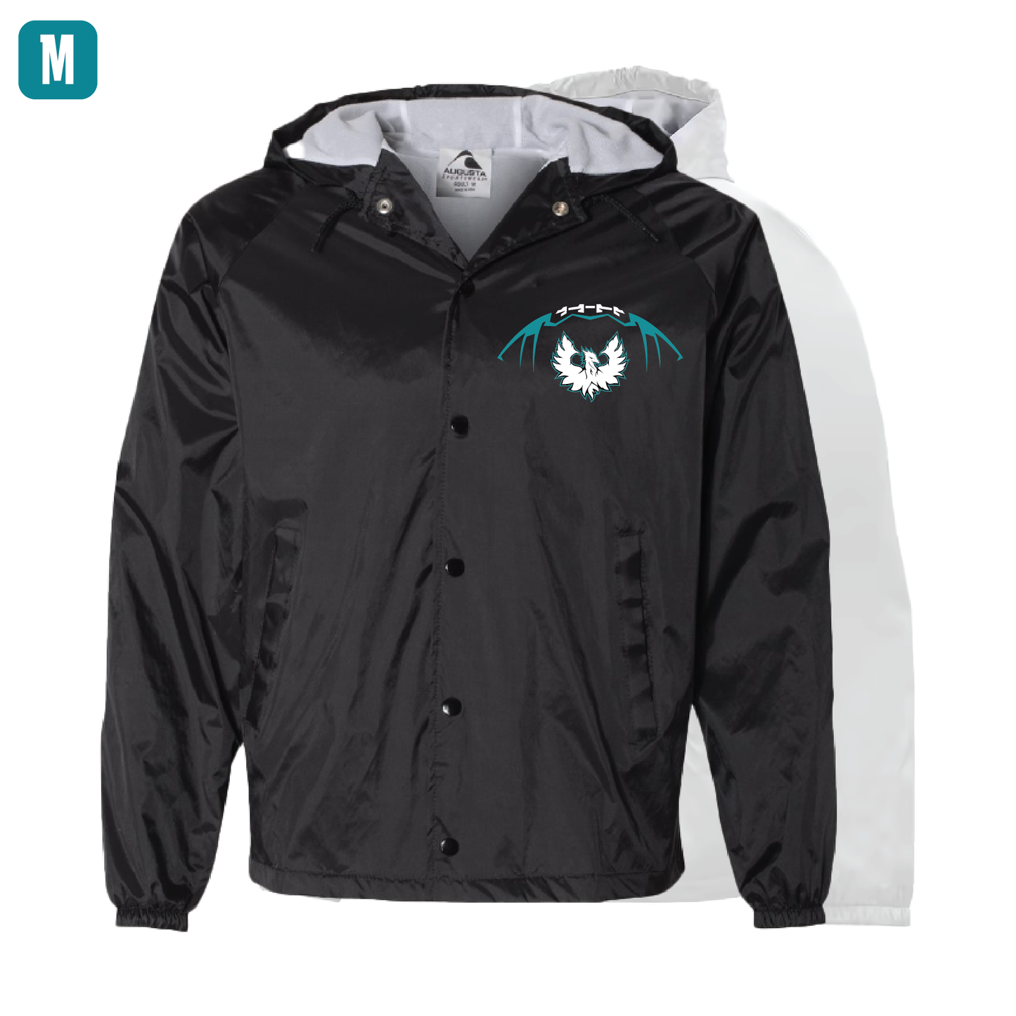 Football W/White Phoenix Logo - Mens Hooded Coach's Jacket