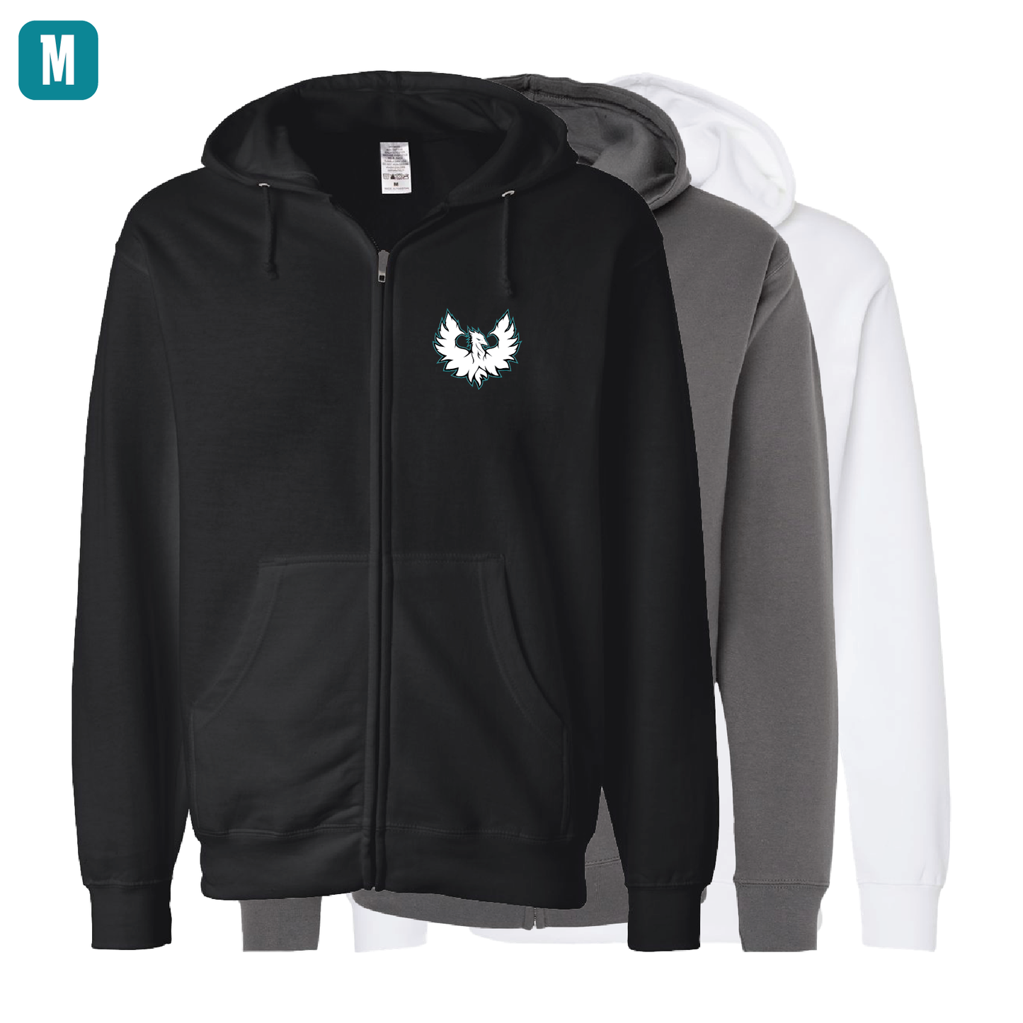 White Phoenix Logo - Adult Sponge Fleece Full-Zip Hoodie