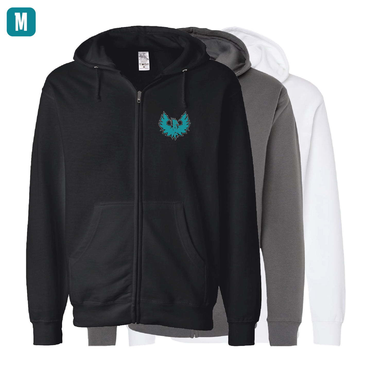 Teal Phoenix Logo - Adult Sponge Fleece Full-Zip Hoodie