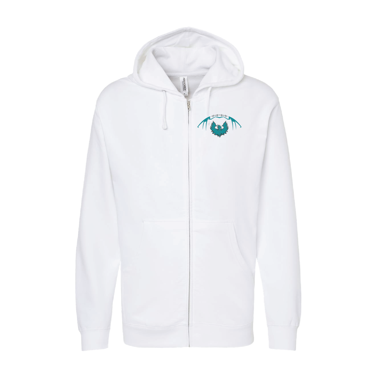 Football W/Teal Phoenix Logo - Adult Sponge Fleece Full-Zip Hoodie