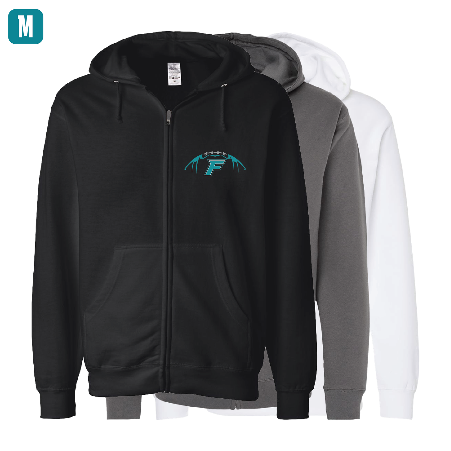 Football W/F Logo - Adult Sponge Fleece Full-Zip Hoodie