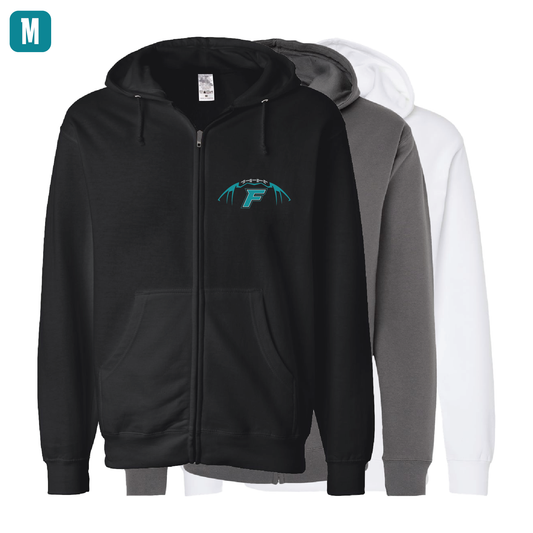 Football W/F Logo - Adult Sponge Fleece Full-Zip Hoodie