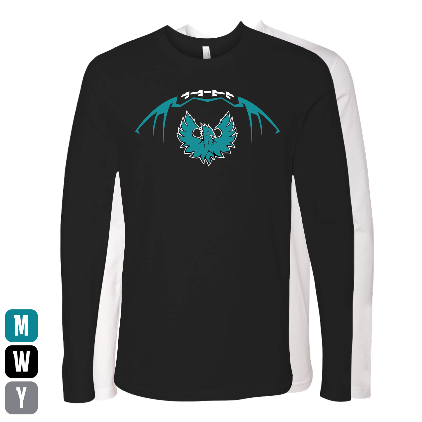 Football W/Teal Phoenix Logo - Mens | Womens | Youth Long Sleeve T-Shirt