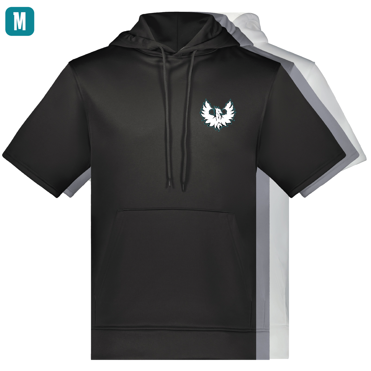 White Phoenix Logo - Adult Short Sleeve Hoodie