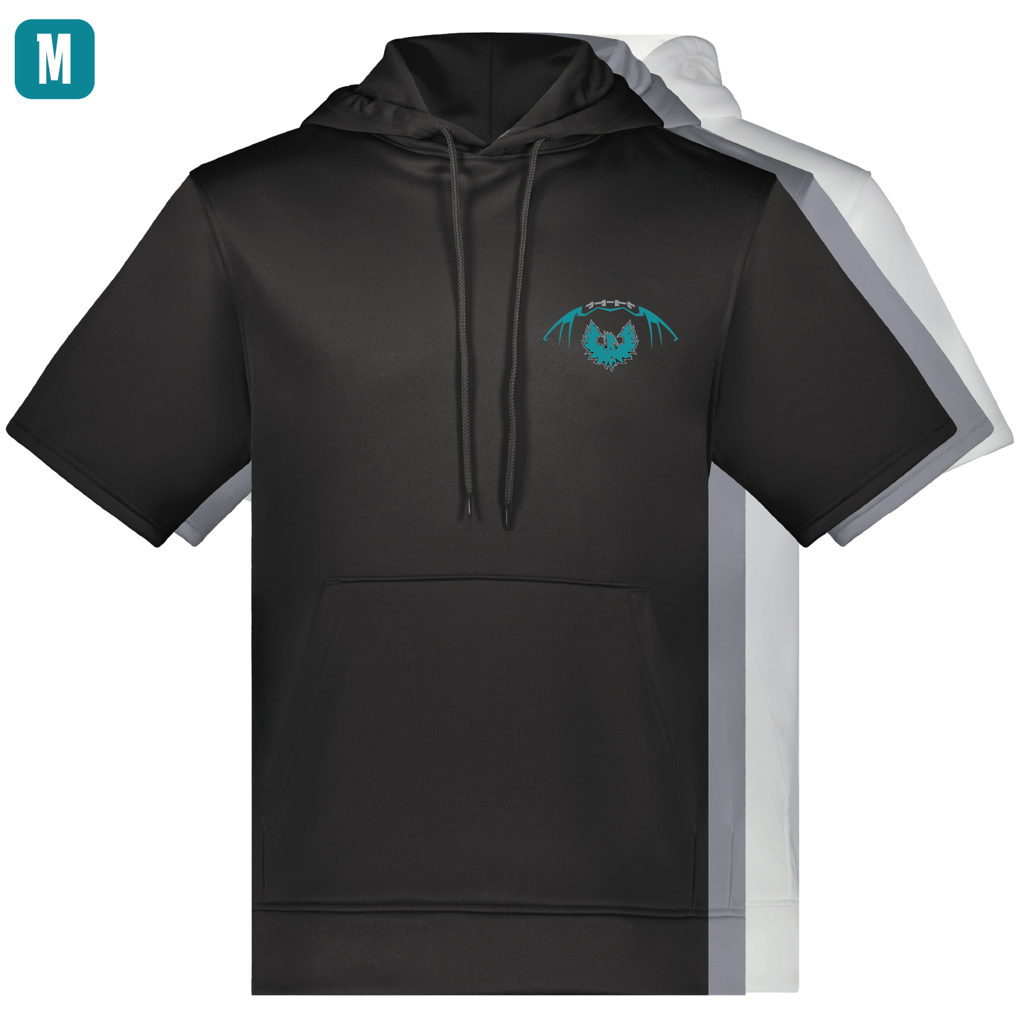 Football W/Teal Phoenix Logo - Adult Short Sleeve Hoodie