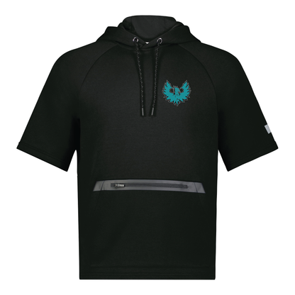 Teal Phoenix Logo - Adult Short Sleeve Tech Fleece Hoodie