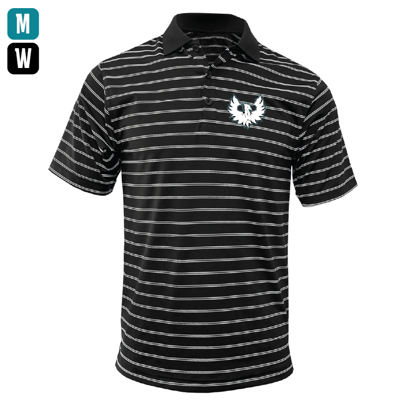 White Phoenix Logo - Mens | Womens Wide Stripe Polo