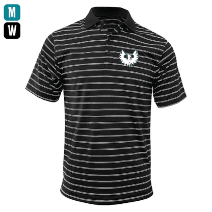 White Phoenix Logo - Mens | Womens Wide Stripe Polo