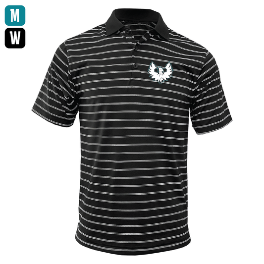 White Phoenix Logo - Mens | Womens Wide Stripe Polo