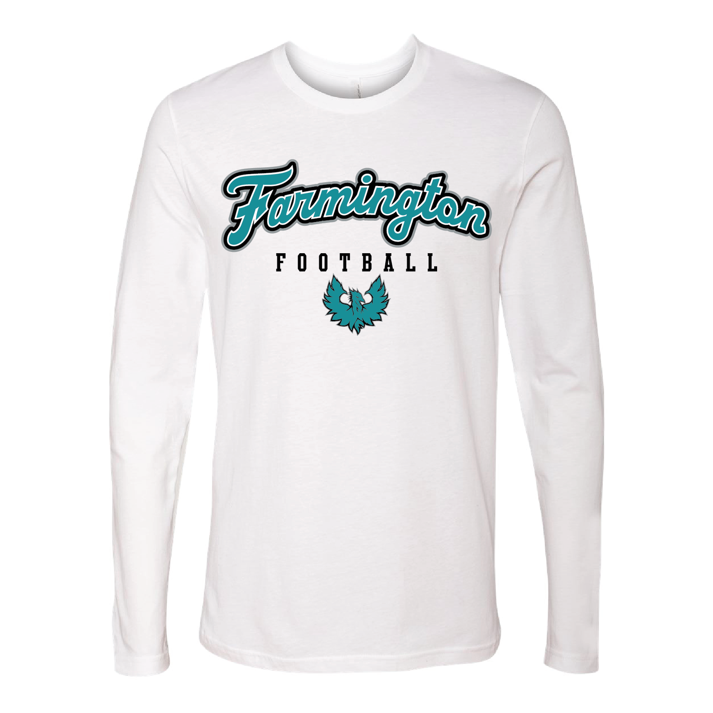 Farmington Football Script W/Phoenix Logo - Mens | Womens | Youth Long Sleeve T-Shirt